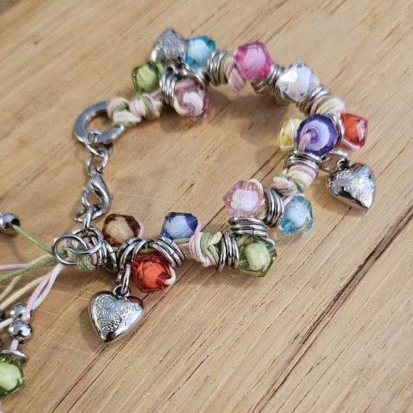 Hand Crafted Love Charm Multicolor Bracelet. - Picture 2 of 7